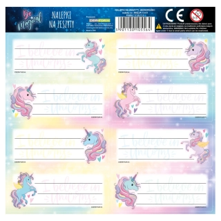 Samolepky - jmenovky na sešity jednorožec
