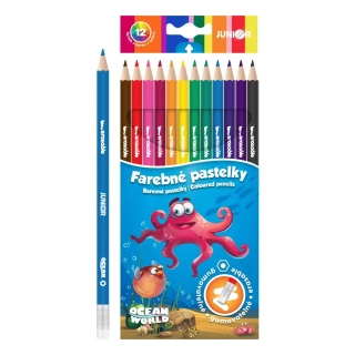 Pastelky šestihranné gumovatelné Ocean World 12 ks