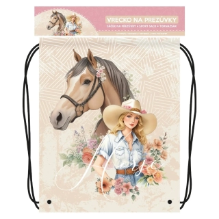 Sáček na přezůvky Horse Dívka a kůň
