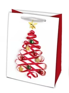 Dárková papírová taška vánoční L červená 33cm