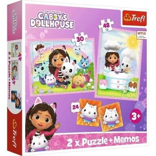 Puzzle 2 v 1 a pexeso Gabby´s Dollhouse s kočičími kamarády