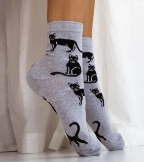 Dámské ponožky kočky šedé