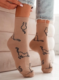 Dámské ponožky kočky béžové