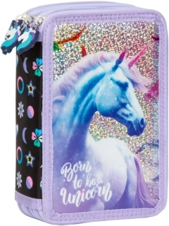 Školní třípatrový plně vybavený penál jednorožec