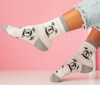 Dámské ponožky pes knírač šedé