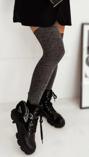 Dámské bavlněné nadkolenky s lurexem černé