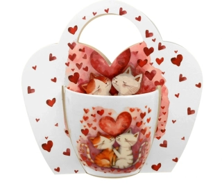 Porcelánový hrnek Loving Cats dárkové balení 460ml