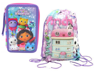 Školní třípatrový plně vybavený penál Gabby´s Dollhouse + sáček zdarma