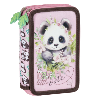 Školní dvoupatrový plně vybavený penál panda