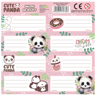 Samolepky - jmenovky na sešity panda