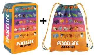 Zvýhodněná školní sada 2ks - třípatrový penál plněný a sáček Pixelife