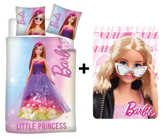 Sada Barbie povlečení do postýlky a fleecová deka